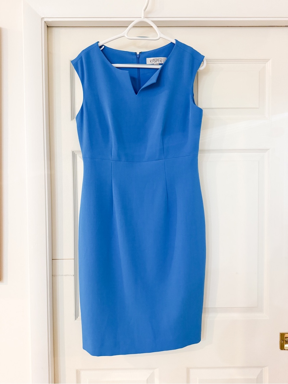 Kasper Cobalt Blue Notch-Neck Sleeveless Sheath Dress